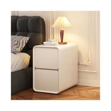 Imagem de Mesa De Cabeceira Estreita De Madeira Maciça De 18" De Altura, Mesa De Cabeceira Moderna Com 2 Gavetas De Armazenamento Para Espaços Pequenos(Khaki,9x15x18in)