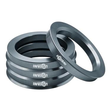 Imagem de LUJIANI Pacote com 4 anéis centrais de cubo de carro universal, ID de 56,1 mm para diâmetro externo de 73,1 mm, eixo central de liga de alumínio, anéis adaptadores de cubo compatíveis com a maioria