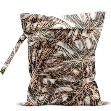 Imagem de zcyxuuw Bolsa Molhada, Seca Para Maiô, Viagem, Praia, Piscina, Fraldas, Roupas Sujas Ioga, Academia, Maquiagem, Decoração À Prova D'Água Com Folhas De Palmeira Tropicais E Lembrancinhas Da Selva