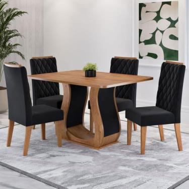 Imagem de Mesa de Jantar 4 Lugares Lana Mel/Preto - Viero Móveis, Preto, Moderno