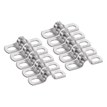 Imagem de HARFINGTON 20 braçadeiras de conduíte de 8 mm de 5/40.6 cm, braçadeira de tubo M8 U, correia rígida de aço inoxidável, suporte em forma de U com dois furos para fixação de fio de mangueira de tubo