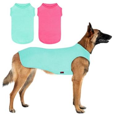 Imagem de Kickred Pacote com 2 camisetas de verão para cães, roupas de cachorro respiráveis de secagem rápida, colete sem mangas, camisetas regatas leves e elásticas para cães pequenos, filhotes, gatos, meninos e meninas, P