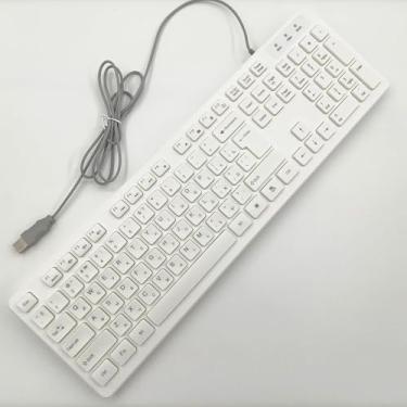 Imagem de Teclado De Escritório De 104 Teclas, Teclado Alemão/Francês/Espanhol/Italiano/árabe/Sueco/Russo/Português, Porta Usb, Ultra Fino E Silencioso, Bem Layout De Teclas, White, RUS