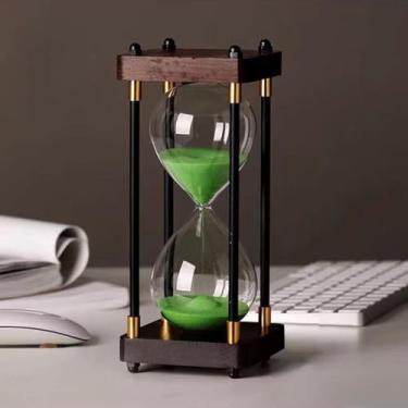 Imagem de Ampulheta Temporizadores De Areia Ampulheta Ampulheta Ampulheta Temporizador De Areia 60 Minutos Ampulheta Decorativa Ampulheta De Madeira, Green (60 Minutes)