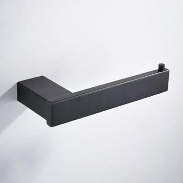 Imagem de Conjunto de acessórios para banheiro com acabamento em preto fosco, suporte para papel higiênico de parede, toalheiro, prateleira, porta-escovas, conjunto de acessórios para banheiro (suporte par