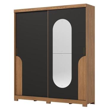 Imagem de Guarda Roupa Solteiro Talles 2 Portas Nature Preto HP  Henn