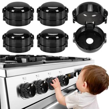Imagem de Capas de segurança para manípulos de fogão, com diâmetro inferior a 6 cm, proteção de segurança de aderência dupla, travas de pressão para fogão a gás, capas criativas para segurança infantil, cor