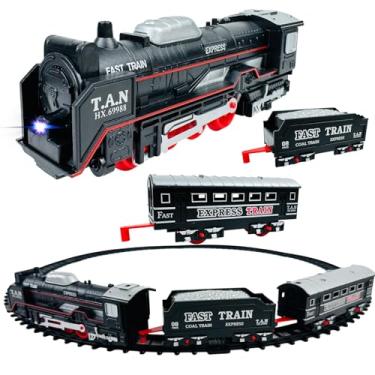 Imagem de Trem Com Luz Fácil De Montar Ferrovia Trenzinho Locomotiva Veículo De Brinquedo Para Criança