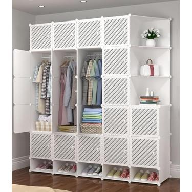 Imagem de Guarda-roupa Portátil Cubo Modular De Plástico Dobrável Armário De Armazenamento De Sapatos Prateleira Organizadora Para Corredor Quarto Entrada Sapateira Prateleira Para, 183x47x201cm