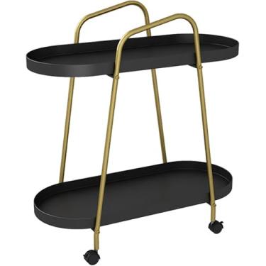 Imagem de Mesa Portátil, Mesa Lateral Sobre Rodas, Mesa De Cabeceira Móvel, Mesa Lateral De Sofá Com Armazenamento Para Pequenos Espaços, Sala De Estar, Quarto, Escritório Em Casa, Black