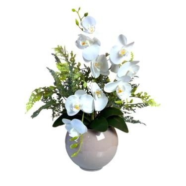Imagem de Arranjo de Orquídea Silicone e Samambaia Decorativo - Floralis, Branca