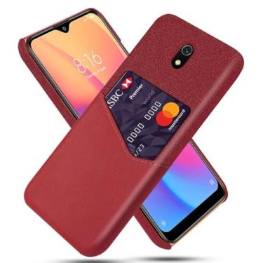 Imagem de Capa para Xiaomi Redmi 8A,Tela e tampa de couro PU,Antideslizante,360°cobertura completa à prova de choque com 1 slot de cartão atrás,Prevenção de queda-Red