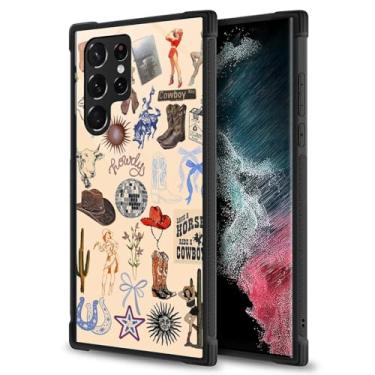Imagem de MQJCYB Capa para Samsung Galaxy S23 Ultra, resistente à prova de choque, proteção total, plástico rígido, proteção de silicone macio, capa protetora feminina homem e meninas - Cowgirl Western Country