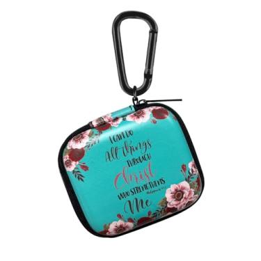 Imagem de WIRESTER Estojo Portátil Para Fones De Ouvido, Bolsa Armazenamento Suporte Ouvido Com Mosquetão, Compatível Raycon Fitness Bluetooth True Wireless Earbuds - Bíblia Cristã Filipenses 4:13