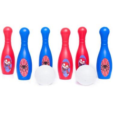 Imagem de Jogo Boliche Infantil Herói Aranha 6 Pinos 28cm 2 Bolas - TOYMASTER