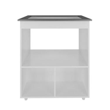 Imagem de Balcão Cooktop Elisa 5 Bocas 2 Portas Branco Preto Moblis