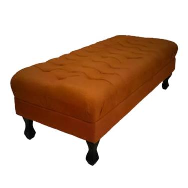 Imagem de Puff 100CM Retangular Retrô Capitonê Luiz XV Para sala de estar quarto (TERRACOTA,Corino)