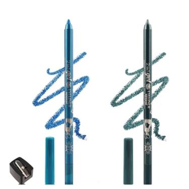 Imagem de Fato de lápis de delineador flash de gel colorido, 2 canetas de delineador de olhos, caneta de delineador de olhos impermeável, sombra de olhos, sobrancelha, lápis de olhos (07 azul & 09 azul frio)