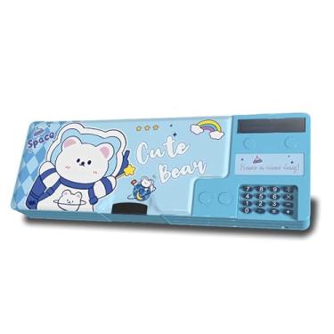 Imagem de Ristpal Estojo Multifuncional Pop-Up Para Meninos E Meninas Com Calculadora, Apontador, Caixa Fofa Material Escolar, Organizador De Papelaria, Melhor Presente Aniversário Crianças (Azul)