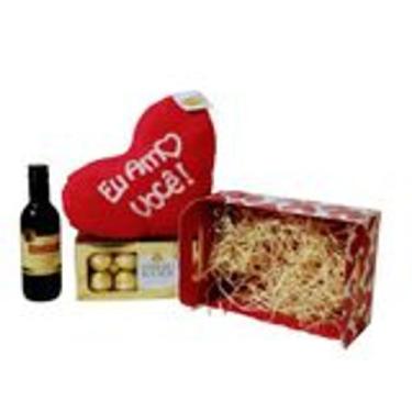 Imagem de Cesta Dia Dos Namorados Vinho + Ferrero Rocher + Pelúcia - Camafheus