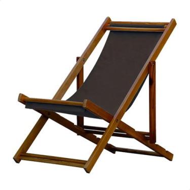 Imagem de Cadeira Espreguiçadeira Dobrável sem Braço Madeira Maciça Envernizada 