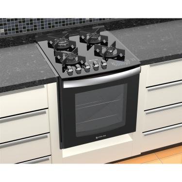 Imagem de Fogão de embutir Atlas 4 bocas preto mesa de vidro - Top Gourmet Glass