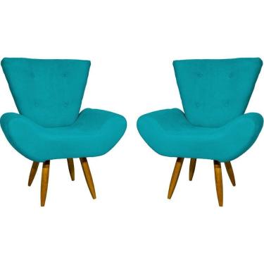 Imagem de Kit 2 Poltronas Decorativa Para Sala Recepção Manicure Consultório Escritório Emilia Suede