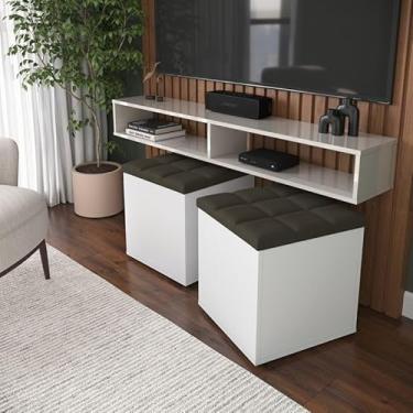 Imagem de Kit Puff Baú Suede Decorativo Organizador Sala Quarto Escritório (Marrom)