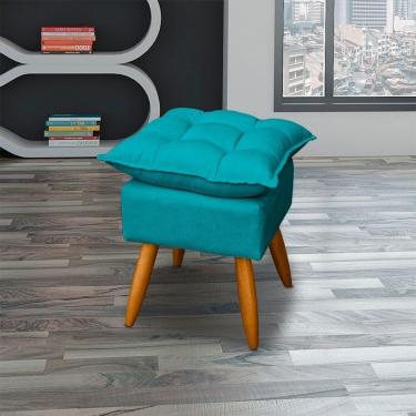 Imagem de Puff Decorativo Quadrado Para Sala Quarto Penteadeira Recepção Alice Pé Palito Castanho Suede