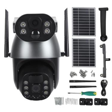 Imagem de Dual Lens Solar Security Camera 6MP impermeável sem fio ao ar livre PTZ Surveillance Camera com 2 Way Audio Motion Alarm Spotlight Color Night Vision (Versão 4G dos EUA)