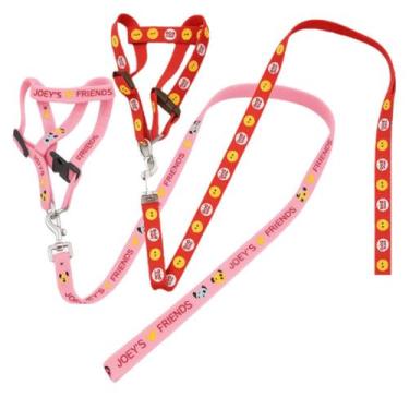 Imagem de Peitoral com Guia Rosa Joeys Friends para Pet 112cm - Mimo Pets