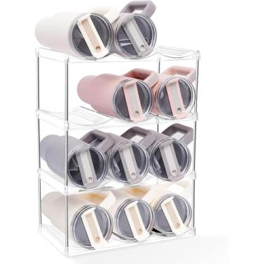 Imagem de HKNMTT Organizador De Garrafas Água Empilhável 4 Níveis, Copos 40 Oz, Suporte Plástico Para Armazenamento Que Economiza Espaço E Grandes, Armário Ideal Casa Cozinha, Bancada, Despensa, Porta-Vinhos,