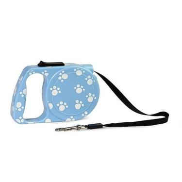 Imagem de Guia Retrátil Passeio Cães Pets 3 Metros Até 10kg Patinha - SAVANA, Az