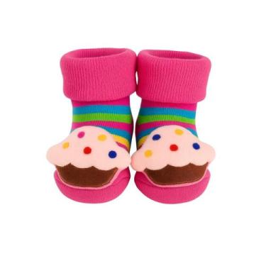 Imagem de Meia Antiderrapante Plin Baby 3D Docinho Rosa com Listras