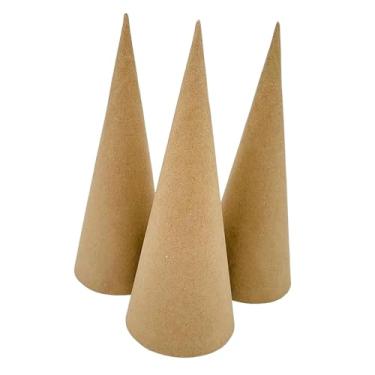 Imagem de Colaxi 3 peças de cones de papel machê, decoração de árvore de Natal, motor fino para artesanato, cones de papelão para pintura, decoração, chapéus de festa, 25cm