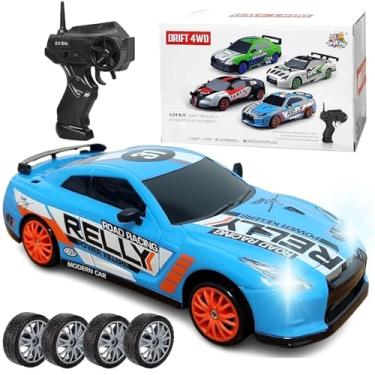 Imagem de Carrinho 4x4 Super Drift Recarregável Rodas Extras Veloz com Farol Skyline GT-R (Azul)