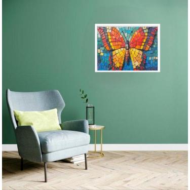Imagem de Quadro Decorativo Borboleta Mosaico - 50X70Cm - Quadros On-Line