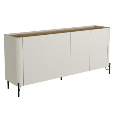 Imagem de Buffet Para Sala de Jantar 4 Portas 1 Gaveta Pés Industrial Preto Naim