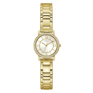 Imagem de GUESS Relógio feminino com pulseira de aço inoxidável dourado (modelo: GW0468L2), Dourado