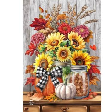 Imagem de Briarwood Lane Bandeira de casa de outono 40 x 28 para girassóis ao ar livre e mães para outono bandeira de casa