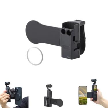 Imagem de Xmipbs Extensão de alça de mão 2 em 1 com suporte magnético para telefone, alça de pulso ajustável com sapata fria, suporte de teleprompter para DJI OSMO Pocket 3, ideal para vlogging e gravação de
