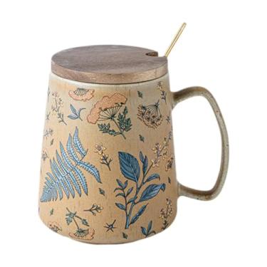 Imagem de Llazsybz Jarro de Cerâmica para água, Decorativo, Rústico, para Casa, Escritório, Criativo, Versátil, para Bebidas Quentes, Café, Chá E Expresso, Flor com Tampa, Tamanho real