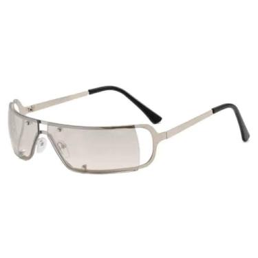 Imagem de Óculos de sol punk feminino vintage pequeno retangular feminino masculino retrô (prata)