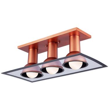 Imagem de Luminária Teto Plafon Sobrepor Cobre 03 Lâmpadas E27 Vidro