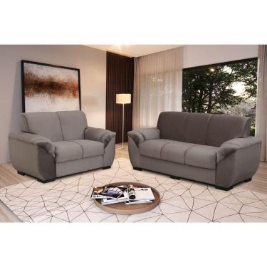 Imagem de Conjunto de Sofá 3x2 Lugares Cinza Carol Design Estofados