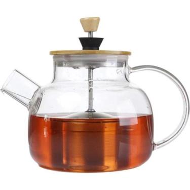 Imagem de Chaleira Vidro Borossilicato Infusor Inox 1000ml Chá - TOPMIX