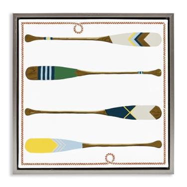 Imagem de Stupell Industries Design de arte de parede em tela flutuante cinza com quatro remos padronizados por Radhika Modi, 45,7 x 45,7 cm