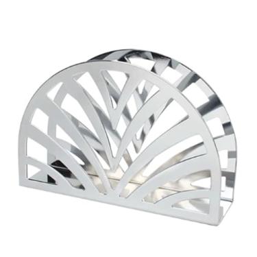 Imagem de Suporte de guardanapo de metal semicircular - Suporte vertical de toalha de papel para casa de hotel - Dispensador de fio de aço carbono (prata)