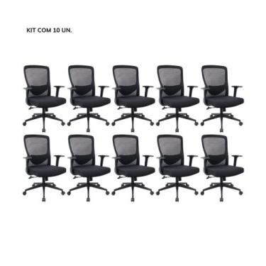 Imagem de Kit Cadeira de Escritório Diretor Elite Preta - Inova Office, 10 Cadei