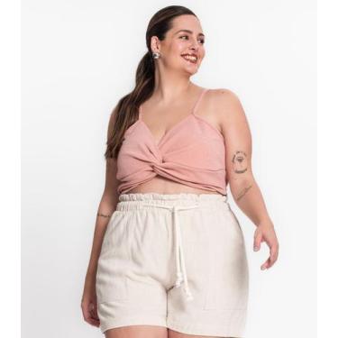 Imagem de Blusa Cropped Feminina Plus Size Secret Glam Rosa, Plus G2, Rosa